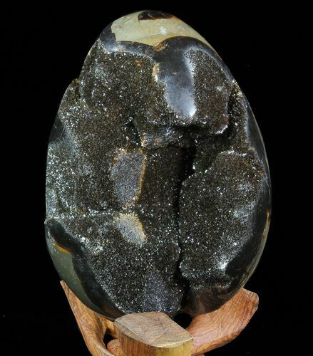 Septarian Dragon Egg Geode - Black Crystals #72066